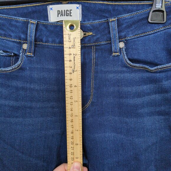 Paige Jeans Womens 27 (28x31) Ankle Skyline Skinny Dark Blue Denim Stretch - Picture 5 of 13
